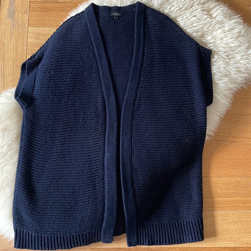 Talbots navy sleeveless cardigan